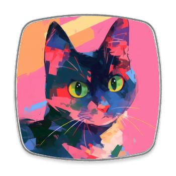 Cat, Cat Motif - Square fridge magnet - white - Front