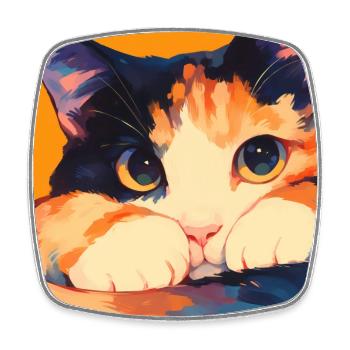 Cat, Cat Motif - Square fridge magnet - white - Front