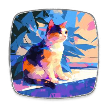 Cat, Cat Motif - Square fridge magnet - white - Front