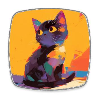Chat, Motif De Chat - Magnet carré - blanc - Devant