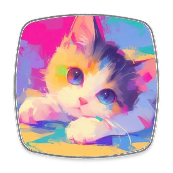 Katze, katzenmotiv - Viereckiger Kühlschrankmagnet - Weiß - Vorne