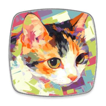 Cat, Cat Motif - Square fridge magnet - white - Front