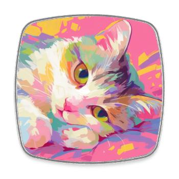 Katze, katzenmotiv - Viereckiger Kühlschrankmagnet - Weiß - Vorne