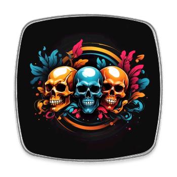 Skulls in bright colors and splashes of color - Square fridge magnet - white - Front