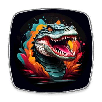 Alligator Krokodilportrait mit Farbklecksen - Viereckiger Kühlschrankmagnet - Weiß - Vorne