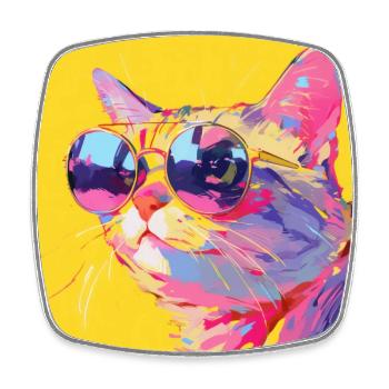 Cat, Cat Motif - Square fridge magnet - white - Front