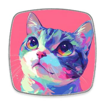 Katze, katzenmotiv - Viereckiger Kühlschrankmagnet - Weiß - Vorne