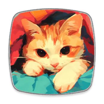 Katze, katzenmotiv - Viereckiger Kühlschrankmagnet - Weiß - Vorne