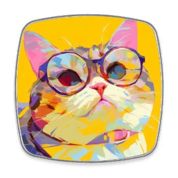 Chat, Motif De Chat - Magnet carré - blanc - Devant