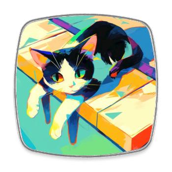 Cat, Cat Motif - Square fridge magnet - white - Front