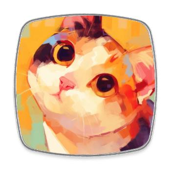 Chat, Motif De Chat - Magnet carré - blanc - Devant