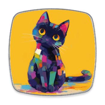 Cat, Cat Motif - Square fridge magnet - white - Front