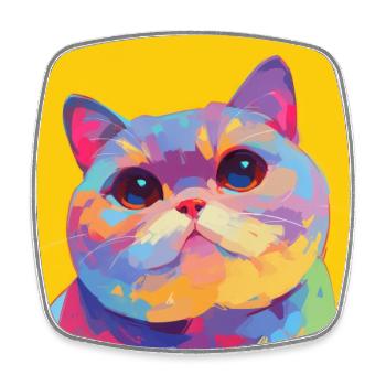Cat, Cat Motif - Square fridge magnet - white - Front