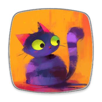 Chat, Motif De Chat - Magnet carré - blanc - Devant