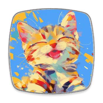 Cat, Cat Motif - Square fridge magnet - white - Front