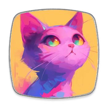 Cat, Cat Motif - Square fridge magnet - white - Front