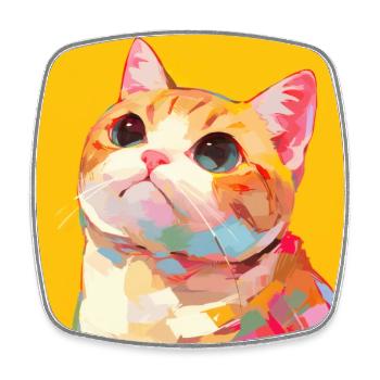 Cat, Cat Motif - Square fridge magnet - white - Front