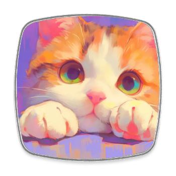 Cat, Cat Motif - Square fridge magnet - white - Front