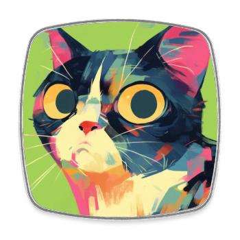 Cat, Cat Motif - Square fridge magnet - white - Front