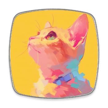 Cat, Cat Motif - Square fridge magnet - white - Front
