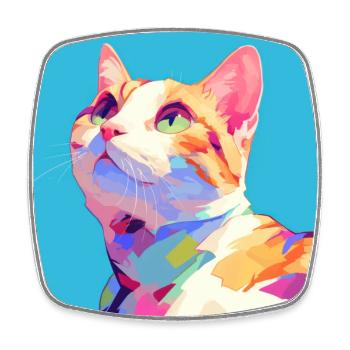 Katze, katzenmotiv - Viereckiger Kühlschrankmagnet - Weiß - Vorne