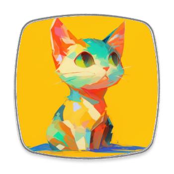 Chat, Motif De Chat - Magnet carré - blanc - Devant