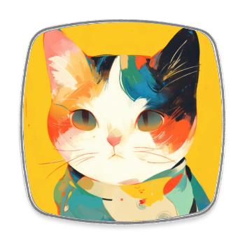 Cat, Cat Motif - Square fridge magnet - white - Front