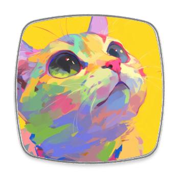 Chat, Motif De Chat - Magnet carré - blanc - Devant