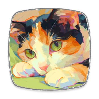 Cat, Cat Motif - Square fridge magnet - white - Front