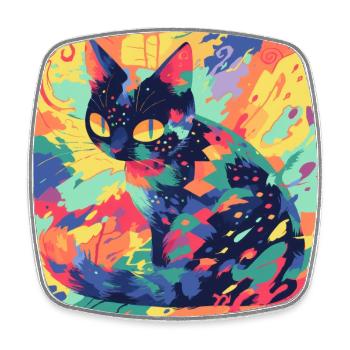 Cat, Cat Motif - Square fridge magnet - white - Front