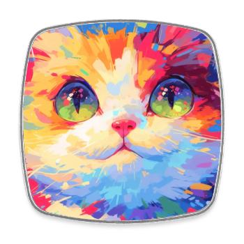 Cat, Cat Motif - Square fridge magnet - white - Front