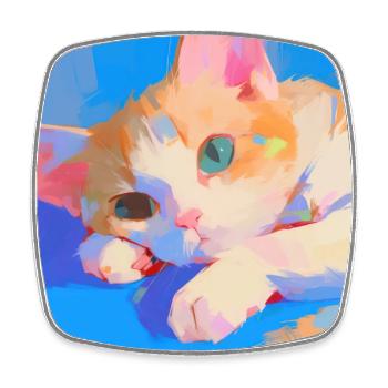 Katze, katzenmotiv - Viereckiger Kühlschrankmagnet - Weiß - Vorne