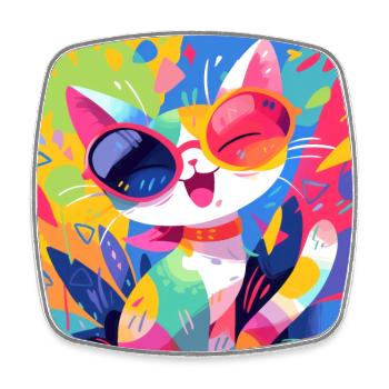 Cat, Cat Motif - Square fridge magnet - white - Front