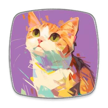 cat, cat motif, cute, gift, gift ideas - Square fridge magnet - white - Front