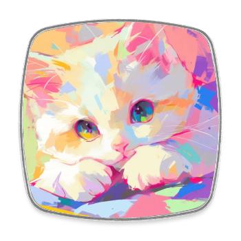 Katze, katzenmotiv - Viereckiger Kühlschrankmagnet - Weiß - Vorne