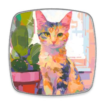 Cat, Cat Motif - Square fridge magnet - white - Front
