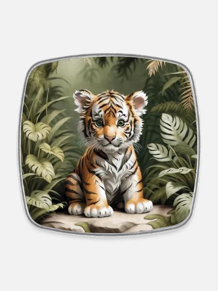 Tiger Cub - Square fridge magnet - white