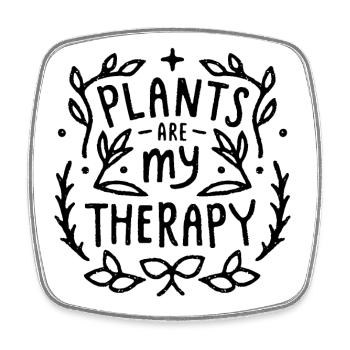 Les plantes sont ma thérapie humour jardinier - Magnet carré - blanc - Devant