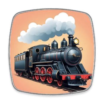 Smoking smoking steam locomotive - Square fridge magnet - white - Front