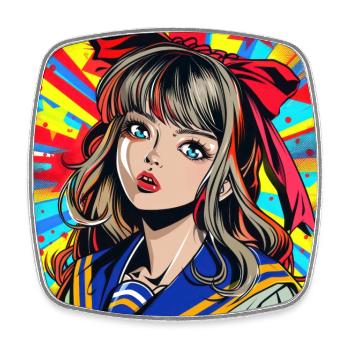anime, mädchen, retro, waifu, japan - Viereckiger Kühlschrankmagnet - Weiß - Vorne