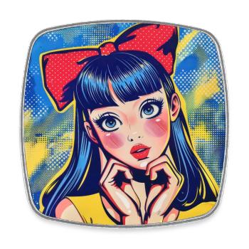 Anime, Fille, Rétro, Waifu, Japon, Années 60 - Magnet carré - blanc - Devant