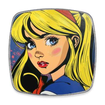Anime, Fille, Rétro, Waifu, Japon, Années 60 - Magnet carré - blanc - Devant