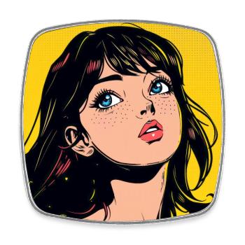 anime, mädchen, retro, waifu, japan - Viereckiger Kühlschrankmagnet - Weiß - Vorne
