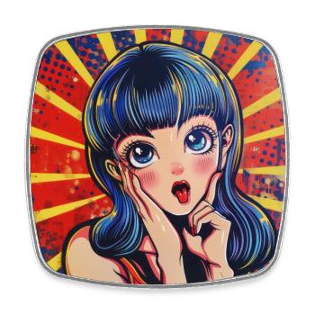 anime, retro waifu, japan - Viereckiger Kühlschrankmagnet - Weiß - Vorne
