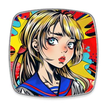anime, mädchen, retro, waifu, japan - Viereckiger Kühlschrankmagnet - Weiß - Vorne