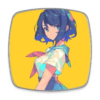 anime, schulmädchen, waifu, japan - Viereckiger Kühlschrankmagnet - Weiß - Vorne
