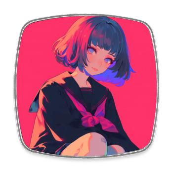 anime, schulmädchen, waifu, japan - Viereckiger Kühlschrankmagnet - Weiß - Vorne