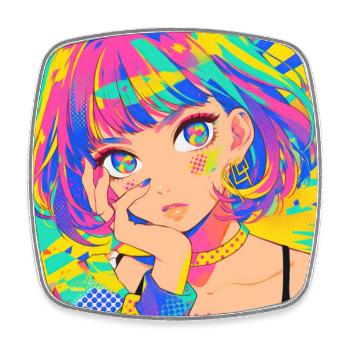 anime, girl, waifu, japan - Viereckiger Kühlschrankmagnet - Weiß - Vorne