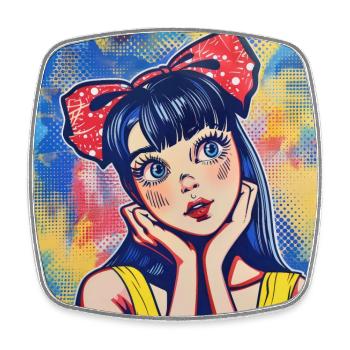 anime, retro waifu, japan - Viereckiger Kühlschrankmagnet - Weiß - Vorne