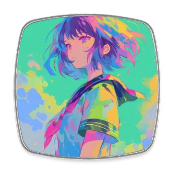 anime, schul mädchen, waifu, japan - Viereckiger Kühlschrankmagnet - Weiß - Vorne